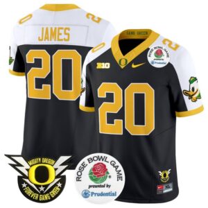 Jordan James  #20 Oregon Ducks  2024 Rose Bowl Black Alternate