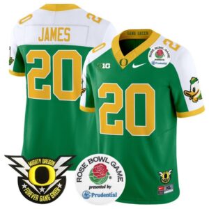 Jordan James  #20 Oregon Ducks  2024 Rose Bowl Green Alternate