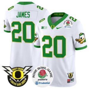 Jordan James  #20 Oregon Ducks  2024 Rose Bowl Stitched White