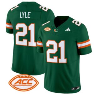 Jordan Lyle  #21 Miami Hurricanes Vapor  Stitched Green