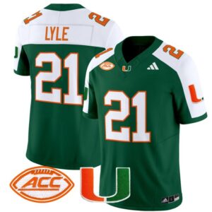 Jordan Lyle  #21 Miami Hurricanes Vapor  Stitched Green Alternate
