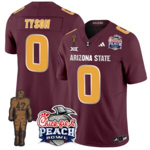 Jordyn Tyson  #0 Arizona State Peach Bowl Patch  V2 Maroon