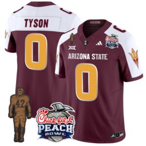 Jordyn Tyson  #0 Arizona State Peach Bowl Patch  V2 Maroon Alternate