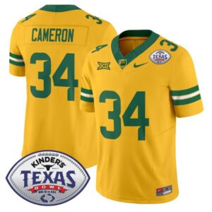 Josh Cameron  #34 Baylor Bears 2024 Texas Bowl  Stitched Gold
