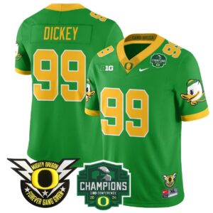 Jurrion Dickey  #99 Oregon Ducks 2024 Big Ten Champions  Green