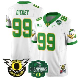 Jurrion Dickey  #99 Oregon Ducks 2024 Big Ten Champions  White