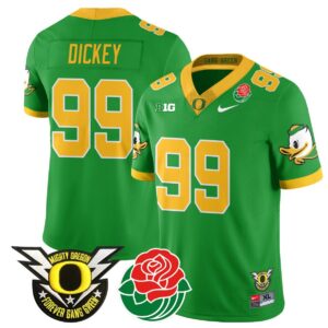 Jurrion Dickey  #99 Oregon Ducks 2024 Rose Bowl Patch N1  Green