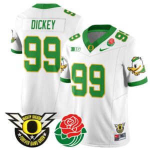 Jurrion Dickey  #99 Oregon Ducks 2024 Rose Bowl Patch N1  White