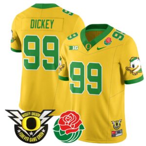 Jurrion Dickey  #99 Oregon Ducks 2024 Rose Bowl Patch N1  Yellow