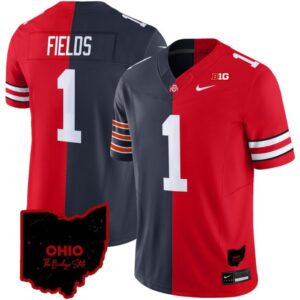 Justin Fields  Bears #1 Ohio State Buckeyes Split Vapor  Stitched