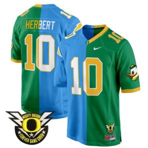 Justin Herbert  #10 Oregon Ducks Split Game College  Stitched