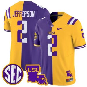 Justin Jefferson  #2 LSU Tiger Split Vapor   Stitched