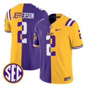 Justin Jefferson  #2 LSU Tiger Split Vapor  V2  All Stitched
