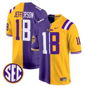 Justin Jefferson  #18 LSU Tiger Split Game College  All Stitched