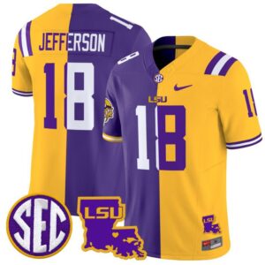 Justin Jefferson  #18 LSU Tiger Split Vapor   Stitched