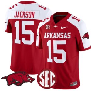 KJ Jackson  #15 Arkansas Razorbacks Vapor  College  Stitched Cardinal Alternate