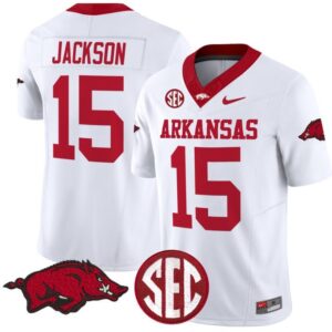 KJ Jackson  #15 Arkansas Razorbacks Vapor  College  Stitched White