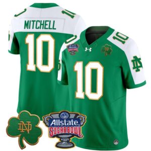 Kris Mitchell  #10 Notre Dame 2024 Sugar Bowl Patch  Green Alternate