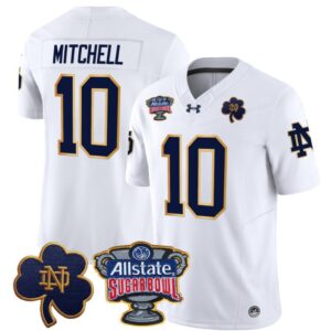 Kris Mitchell  #10 Notre Dame 2024 Sugar Bowl Patch  White