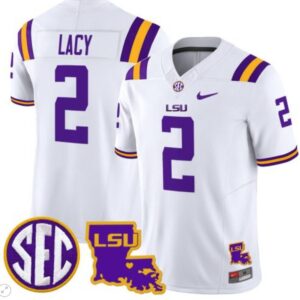 Kyren Lacy  #2 LSU Tigers 2024 Louisiana College  Stitched White