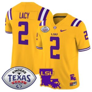 Kyren Lacy  #2 LSU Tigers 2024 Texas Bowl Patch  Stitched Gold