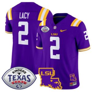 Kyren Lacy  #2 LSU Tigers 2024 Texas Bowl Patch  Stitched Purple