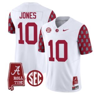 Mac Jones  #10 Alabama Crimson Tide Vapor College   Stitched Crimson Sleeves