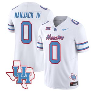 Manjack IV  #0 Houston Cougars Oilers Inspired Vapor College   Stitched White