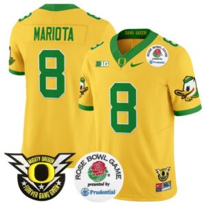 Marcus Mariota  #8 Oregon Ducks  2024 Rose Bowl Stitched Gold