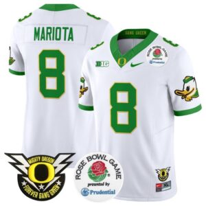 Marcus Mariota  #8 Oregon Ducks  2024 Rose Bowl Stitched White