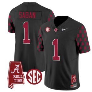 Nick Saban  #1 Alabama Crimson Tide Vapor College   Stitched Black