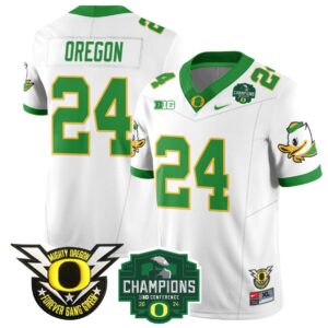 Oregon  #24 Oregon Ducks 2024 Big Ten Champions  Stitched White