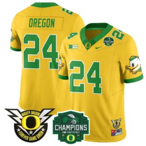 Oregon  #24 Oregon Ducks 2024 Big Ten Champions  Stitched Yellow