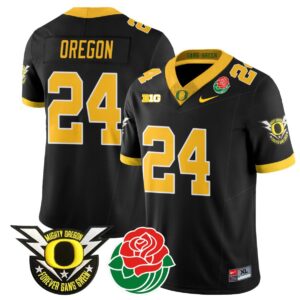 Oregon  #24 Oregon Ducks 2024 Mighty Rose Bowl Patch N2  Black