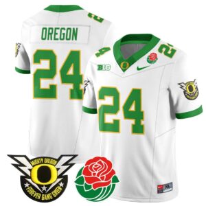 Oregon  #24 Oregon Ducks 2024 Mighty Rose Bowl Patch N2  White