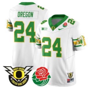 Oregon  #24 Oregon Ducks 2024 Rose Bowl Patch  Stitched White