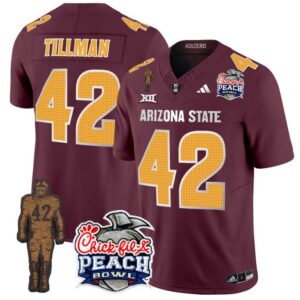 Pat Tillman  #42 Arizona State Peach Bowl Patch  V2 Maroon