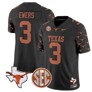 Quinn Ewers  #3 Texas Longhorns College  Stitched Black