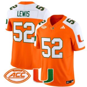 Ray Lewis  #52 Miami Hurricanes Vapor  Stitched Orange Alternate