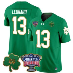 Riley Leonard  #13 Notre Dame 2024 Sugar Bowl Patch  Green