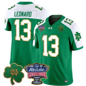 Riley Leonard  #13 Notre Dame 2024 Sugar Bowl Patch  Green Alternate