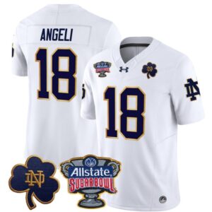Steve Angeli  #18 Notre Dame 2024 Sugar Bowl Patch  White