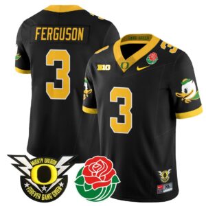 Terrance Ferguson  #3 Oregon Ducks 2024 Rose Bowl Patch N1  Black