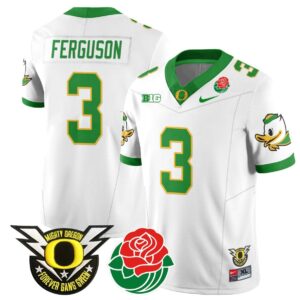 Terrance Ferguson  #3 Oregon Ducks 2024 Rose Bowl Patch N1  White