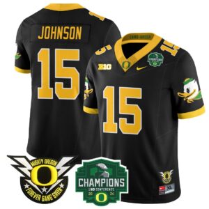 Tez Johnson  #15 Oregon Ducks 2024 Big Ten Champions  Black