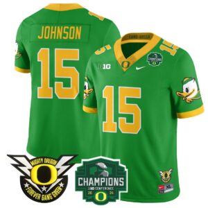 Tez Johnson  #15 Oregon Ducks 2024 Big Ten Champions  Green