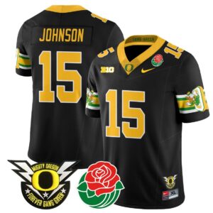 Tez Johnson  #15 Oregon Ducks 2024 Rose Bowl Patch  Black