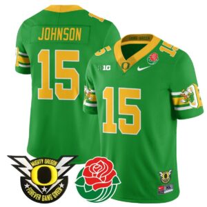 Tez Johnson  #15 Oregon Ducks 2024 Rose Bowl Patch  Green