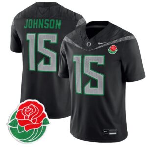 Tez Johnson  #15 Oregon Ducks Rose Bowl Patch Vapor  Black