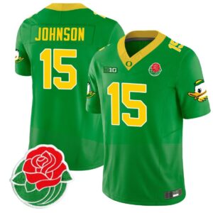 Tez Johnson  #15 Oregon Ducks Rose Bowl Patch Vapor  Green